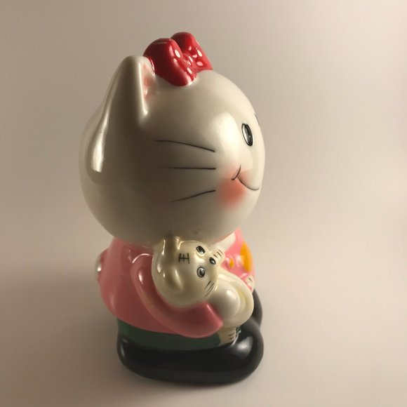 Vintage Girl with Cat Ceramic Coin Bank Hand Painted - Picture 3 of 7